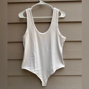 Nuuds Womens Seamless Scoop Tank Bodysuit Bone Size XL B26